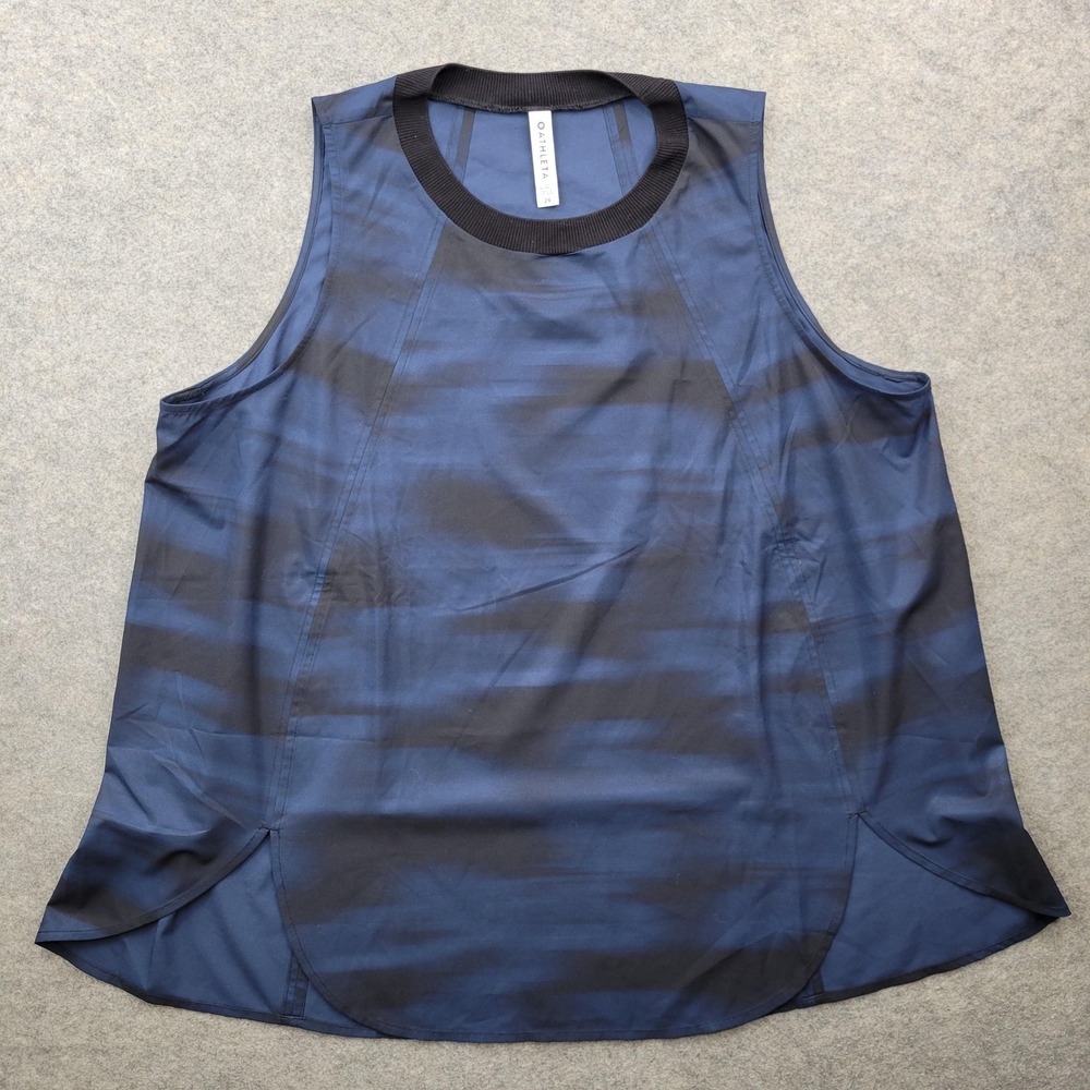 Athleta Tank Top Womens 2X Blue Striped Sleeveless Athletic Running Workout‎